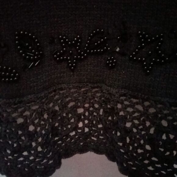 Vintage Trimmings Statement Holiday Sweater Black Beaded Sequin Lace Sz 20W - 40 - Picture 4 of 8